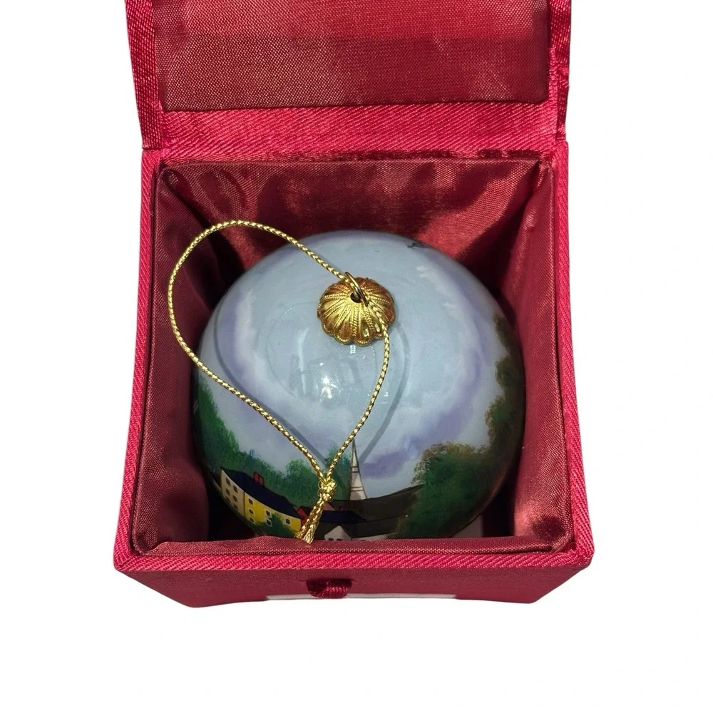 Marsha York Hand Blown & Eglomise Hand Painted XMas Ornament - Portsmouth, NH